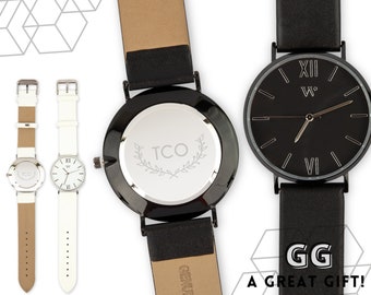 Montre en cuir monogramme - montre personnalisée - montre gravée - cadeau d'anniversaire pour lui - cadeau pour papa - cadeau petit ami - cadeau pour homme