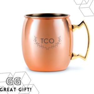 Personalized Rustic Monogram Moscow Mule - Copper Moscow Mule - Father&#39;s Day Gift - His Birthday Gift - His Stocking Stuffer - Housewarming