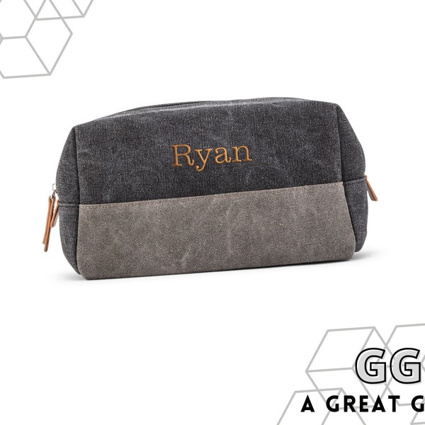 Personalized Men's Toiletry Bag - Men's Travel Toiletry Bag - Gifts for Him - Men's Custom Canvas Dopp Kit - Boyfriend Gift - Gift for Dad