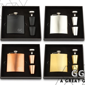 Flachmann Geschenkset mit Gravur - Herren Flachmann Geschenkset - Monogramm Flachmann Geschenkset - Geschenk für Papa - Geschenk für Ihn