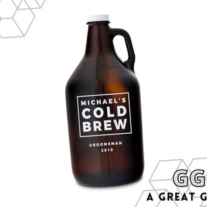 Custom Beer Growler - Personalized Craft Beer Growler - 64oz Glass Growler - Cold Brew - Personalized Barware - Mancave - His Christmas Gift