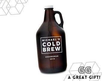 Custom Beer Growler - Personalized Craft Beer Growler - 64oz Glass Growler - Cold Brew - Personalized Barware - Mancave - His Christmas Gift