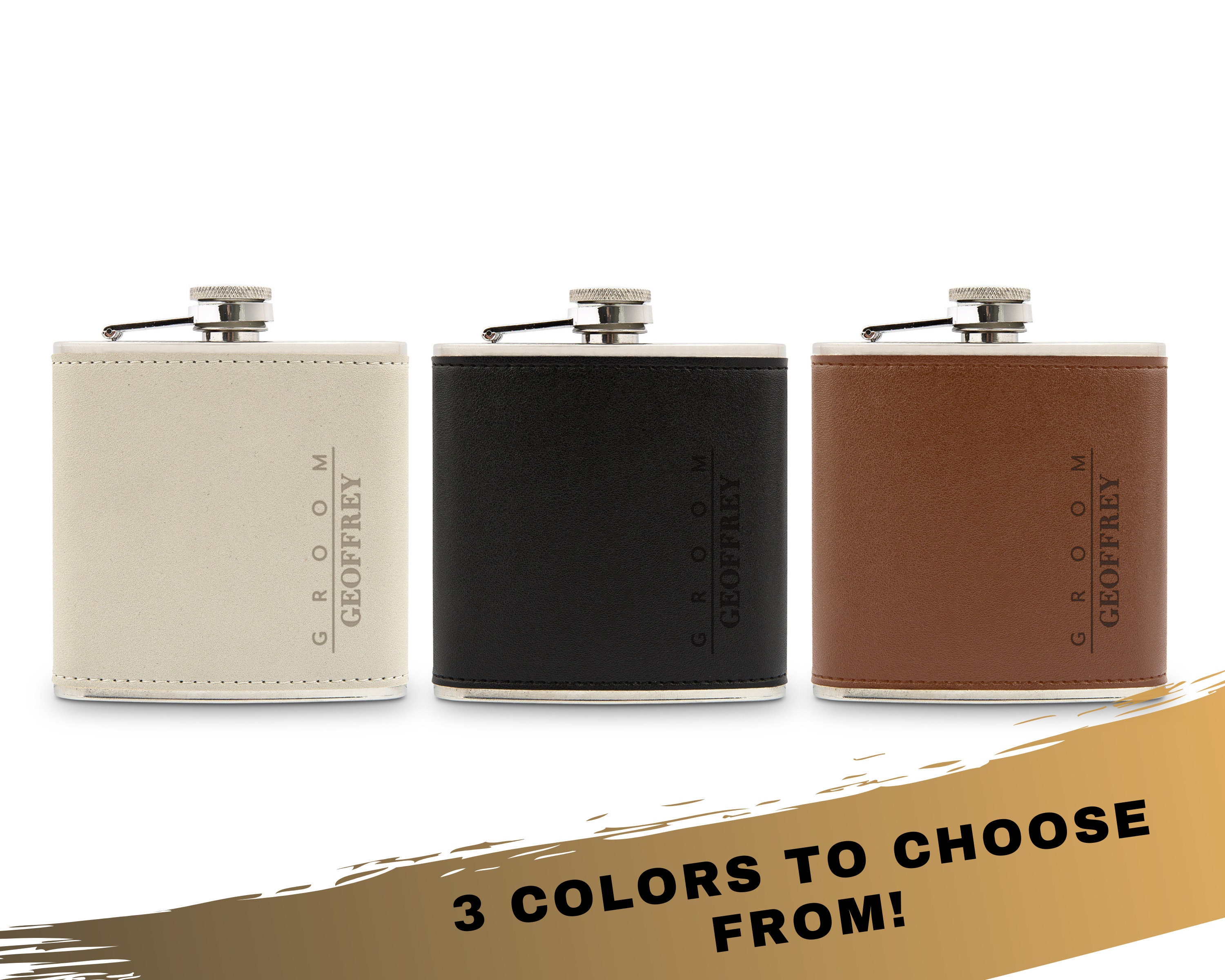 Custom Faux Leather Flask for the Groom - Custom Engraved Groom Flask - Gift for the Groom - Wedding Party Gift - Personalized Groom Gift