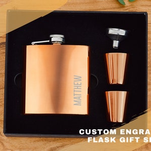 Personalized Name Flask Gift Set - Custom Name Flask Gift Set - Groomsman Gift - Best Man Gift - Groomsman Flask - Stainless Steel Flask Set