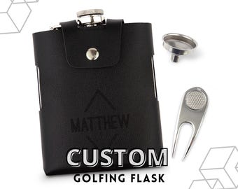 Custom Groomsman Golf Flask Gift Set – Bachelor Party Favor, Father of the Bride, Best Man Proposal
