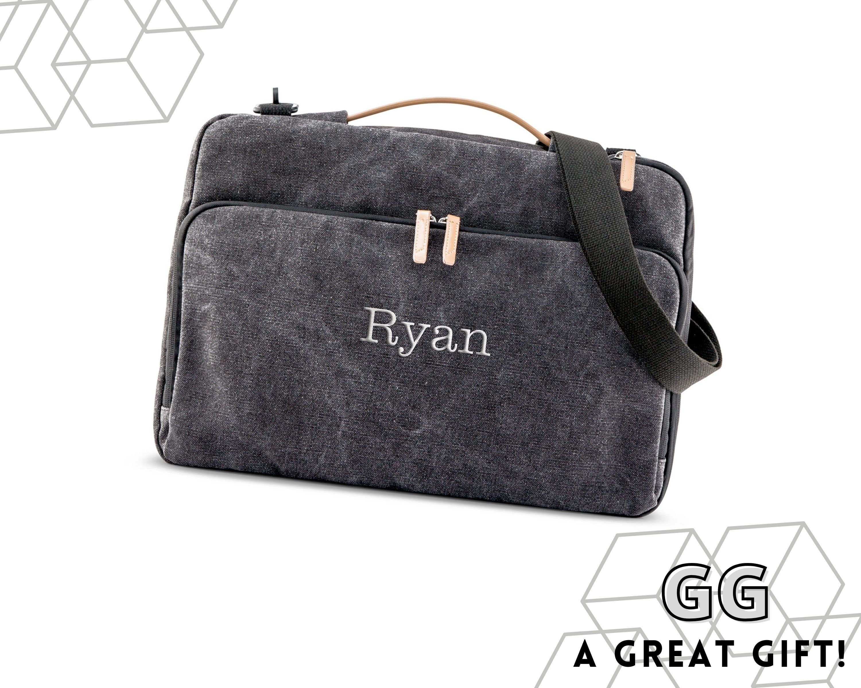 Personalized Men s Laptop Bag Customized Messenger Bag Black Canvas Messenger Bag Men s Office Bag Gifts for Him Men s Gifts Etsy