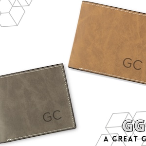 Portefeuille personnalisé avec initiales simples - simili cuir - cadeaux pour papa - fête des pères - cadeau petit ami - portefeuille pour homme - portefeuille avec initiales personnalisées