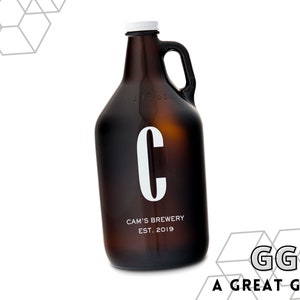 Monogram 64 oz Glass Beer Growler - Personalized Beer Growler - Gifts for Men - Gifts For Him - His Birthday Gift - Stocking Stuffer for Him