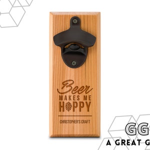 Custom Wall Mount Bottle Opener – Beer Bottle Opener – Home Bar Accessory - Personalized Bottle Opener - Gifts for Him - Men&#39;s Gifts