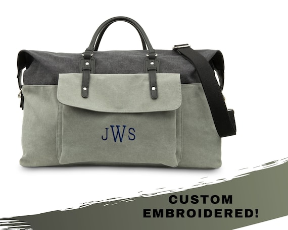 Monogrammed Canvas Duffel Bag - Personalized Brides