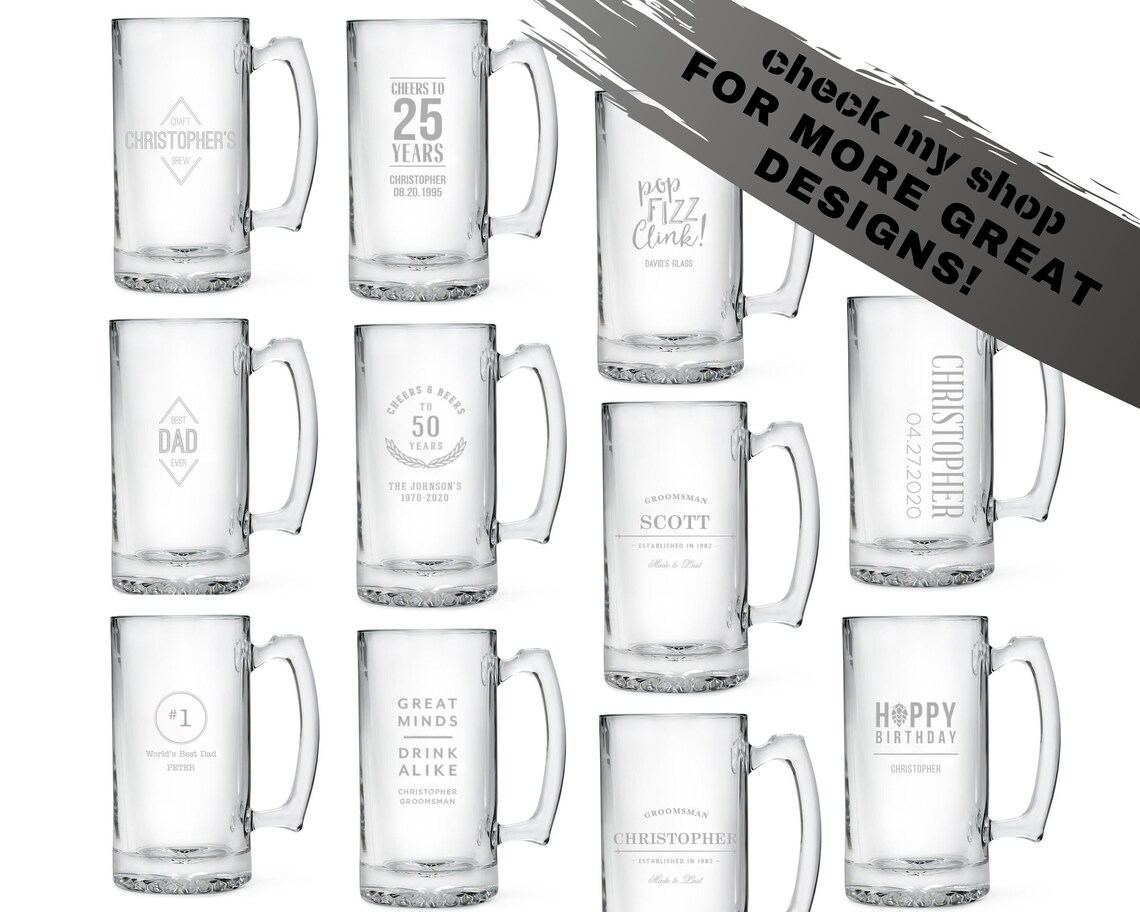 Engraved Beer Mug Personalized Beer Glass Custom Beer Mug Etsy