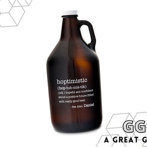 Custom 64 oz Glass Beer Growler - Personalized Amber Beer Growler - Craft Beer Lover Gift - His Christmas Gift - Birthday Gifts for Him