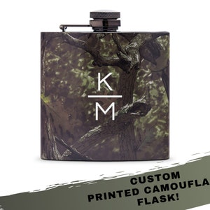 Groomsman Gift - Personalized Flask - Bachelor Party Gift - Camo Flask - Flask Gift Set - Groom Gift - Best Man Gift - Wedding Party Gift