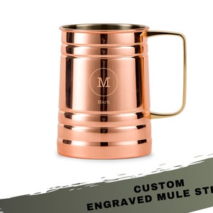 Custom Copper Beer Stein – Moscow Mule – Engraved Beer Mug - Personalized Barware – Gifts For Him – Men’s Gifts – Boyfriend Gift