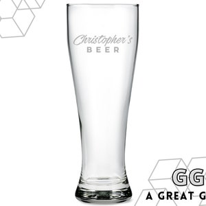 Custom Engraved Beer Glass – Giant Pint Glass - Beer Lovers Gift - Father&#39;s Day - Anniversary Gift - Stocking Stuffer - His Christmas Gift