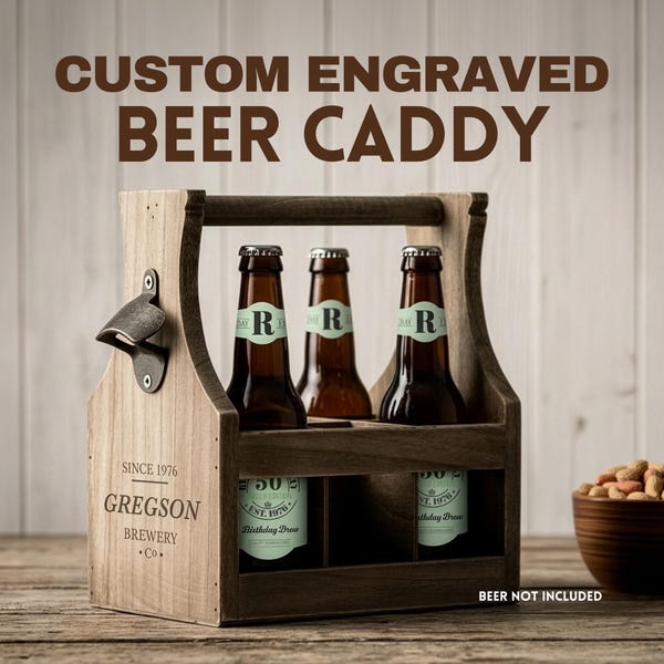 Gepersonaliseerde houten bierbus - aangepaste naam ontwerp brouwerij - cadeau voor hem - cadeau man - uniek vaderdagcadeau - gepersonaliseerd cadeau