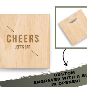 Personalized Wood Coaster Set with Built-In Opener - Groomsman Gift – Best Man Gift – Wedding Gift – Gift for the Groom - Bachelor Party