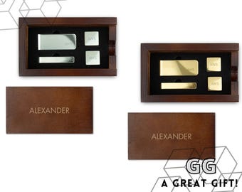 Men's Gift Set with Custom Tie Bar, Money Clip & Cufflinks - Husband Gift - His Christmas Gift - Birthday Gift for Dad - Stocking Stuffer