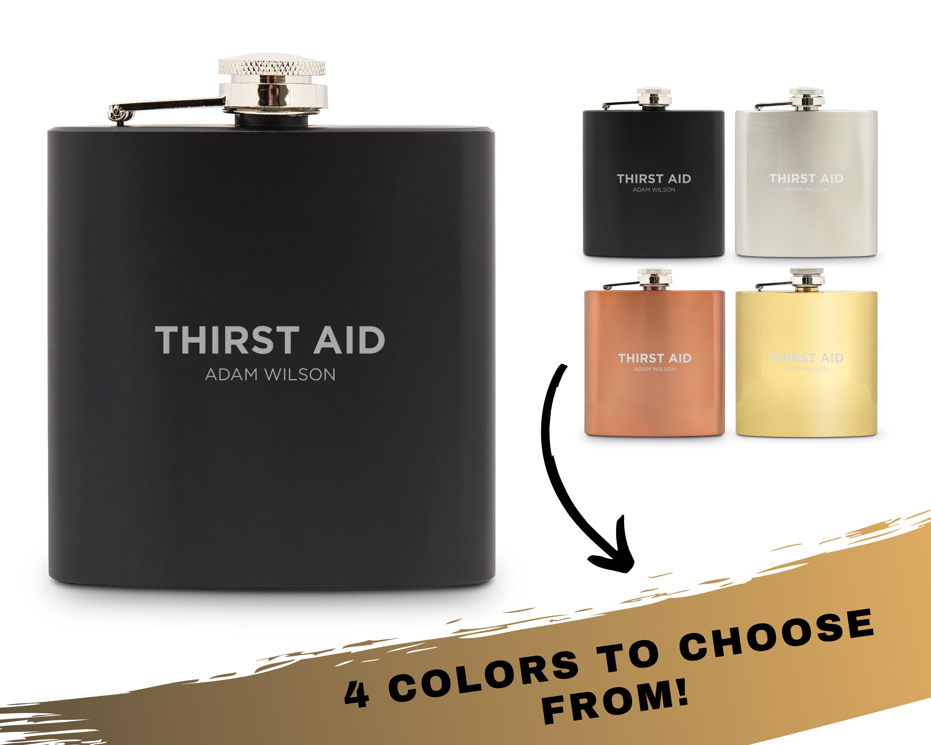 8oz BLACK Thirst Aid Flask 8oz BLACK Thirst Aid Flask