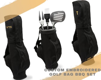 Gestickte Golftasche & Grillen Werkzeug-Set - Trauzeuge Geschenk