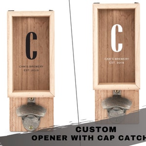Personalized Wall Mounted Bottle Opener with Bottle Cap Holder - Best Man Gift – Bachelor Party Gift - Groomsman Gifts - Gift for Groom