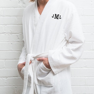 Personalized White Waffle Robe – Custom Embroidered Robe – Custom Groom Robe - Groomsman Gift - Best Man Gift - Gifts for Him - Men's Robe