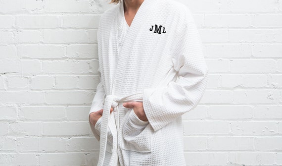 personalised white waffle dressing gowns