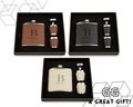 Faux Leather Wrapped Customized Stainless-Steel Flask Gift Set - Gift for Dad - Custom Engraved Flask Set - Gift for Him - Personalized Gift