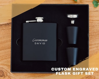 Personalized Flask Gift Set - Custom Flask Gift Set - Engraved Flask Gift Set - Groomsman Gift - Best Man Gift - Wedding Party Gift