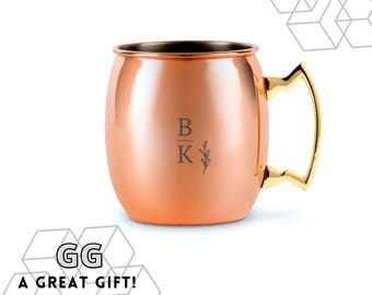 Personalized Moscow Mule Copper Mug - Custom Monogram Engraved Moscow Mule Mug - Personalized Cocktail Cup - Custom Barware - Gift for Him
