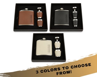 Best Man Custom Engraved Faux Leather Wrapped Flask Gift Set - Best Man Flask Set - Wedding Party Gift - Best Man Bachelor Party Gift Set