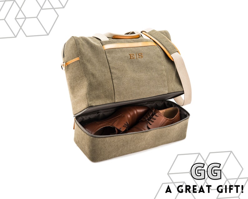 Weekend Carry On Bag - Genuine Leather & Canvas Men's Duffle Bag - Personalized Gift - Unique Gift For Him - Gift for Dad - Father's Day Gift - Gift for Boyfriend - Corporate Gift - Gift Idea For Man - Travel Bag - Men's Luggage