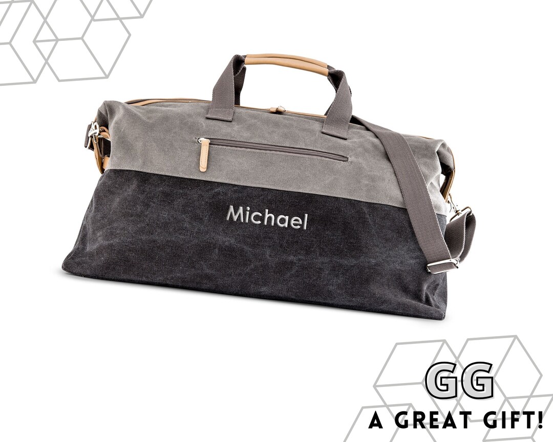 Personalized Men's Canvas Duffel Bag Custom Name Carryon Bag Gifts for