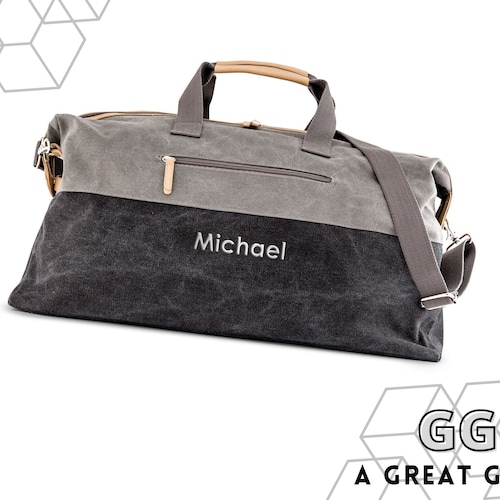 Personalized Canvas Duffel Bag Custom Name Duffel Etsy
