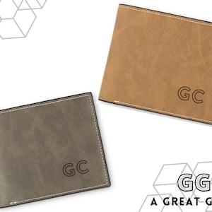 Custom Initials Faux Leather Wallet - Gifts for Dad - Men&#39;s Gift - Fathers Day - Boyfriend Gift - Mens Wallet - Personalized Initials Wallet