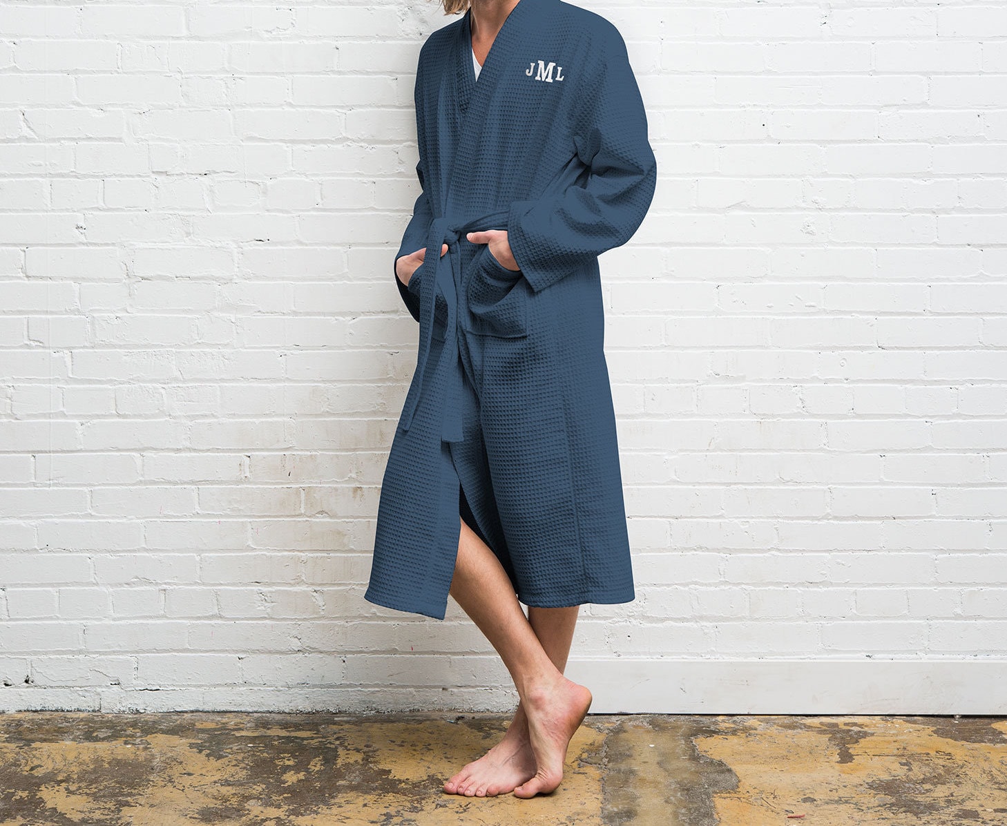 Personalized Men's Navy Waffle Robe Custom Name Robe Etsy