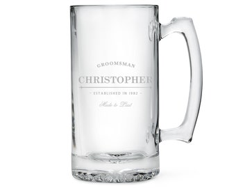 Engraved Beer Mug - Personalized Beer Glass - Custom Beer Mug - Groomsman Gift - Best Man Gift - Groom Gift - Wedding Party Gift