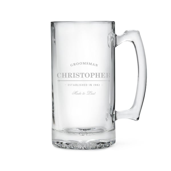 Engraved Beer Mug - Personalized Beer Glass - Custom Beer Mug - Groomsman Gift - Best Man Gift - Groom Gift - Wedding Party Gift