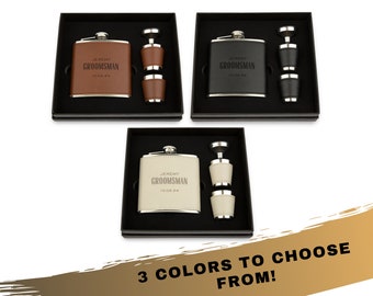 Custom Engraved Flask Gift Set -  Best Man Flask Set - Groomsman Flask Set - Gift for Best Man - Gift for Groomsman - Personalized Flask Set