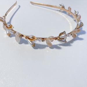 Gold Leaf Perle Stirnband / Damen Perlen Stirnbänder / Stirnband mit Perle / Damen Haarschmuck / Braut Stirnband
