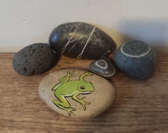 Frog painted on stone