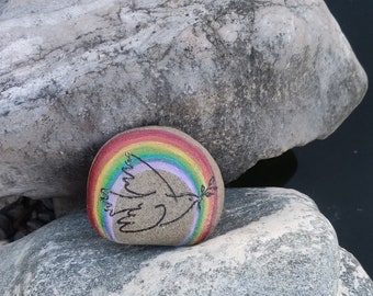 Dove of peace painted on stone