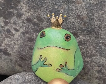 Frog Prince painted on stone