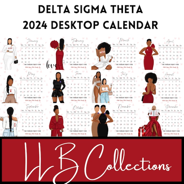 Delta Sigma Theta/DST/Desktop Calendar 2024/Acrylic Holder