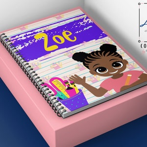 Personalized Spiral Notebook/Back to School/Journal/African American Kids/Student/School Supplies/Black Girl
