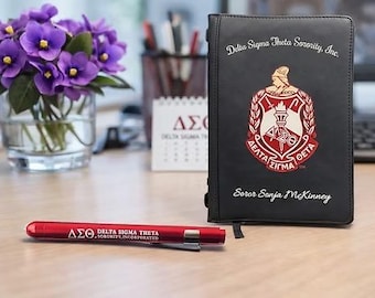 Pre Orders: Ship After 5/9/2026 Personalized Delta Sigma Theta Ritual Cover with Penlight – PU Leather Sorority Accessory