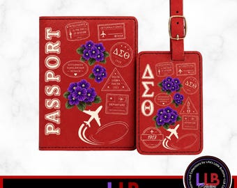Delta Sigma Theta Passport Stamp Travel Duo - Passport and Luggage Tag Set