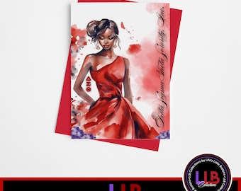 Delta Sigma Theta Watercolor Blank Notecard