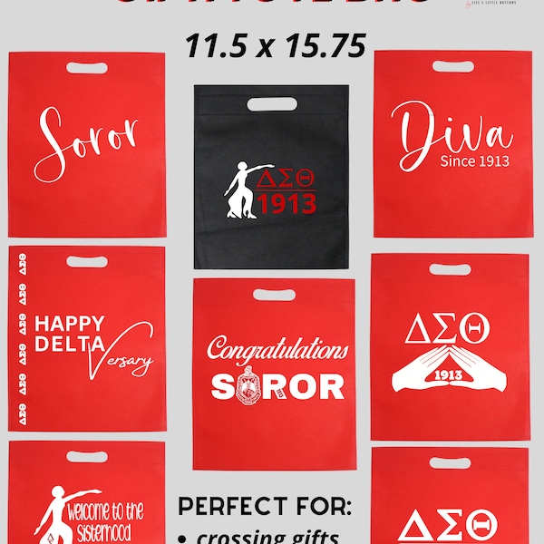 Delta Sigma Theta/DST/1913/SOROR/DIVA: Flat/Non-gusseted Delta Re-useable Gift Bags