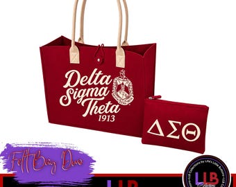 DST Felt Tote and Accessories Bag Duo
